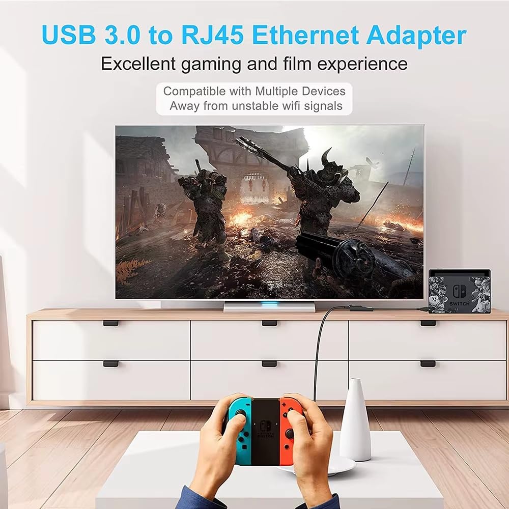 Ethernet Network Adapter, USB to RJ45 LAN Wired Adapter for Ultrabook, Chromebook, Laptop, Desktop, Plug and Play USB 3.0 1000Mbps Compatible