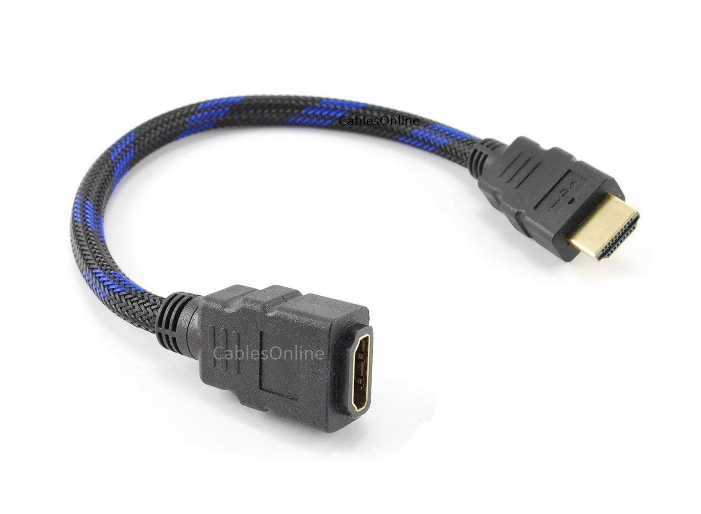 CablesOnline 10-inch HDMI 1.4 M/F Braided Net Jacket Video/Audio Short Extension Cable w/Ethernet, (H4-E2600)