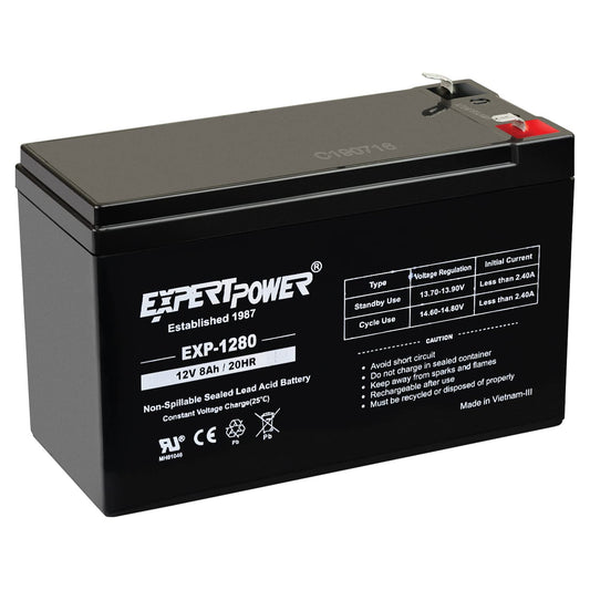 ExpertPower EXP1280-12V 8AH SLA AGM Rechargeable 12V Battery for Ride on Toys, APC Backup UPS Battery Replacement, 12 Volt Batteries for Alarm…