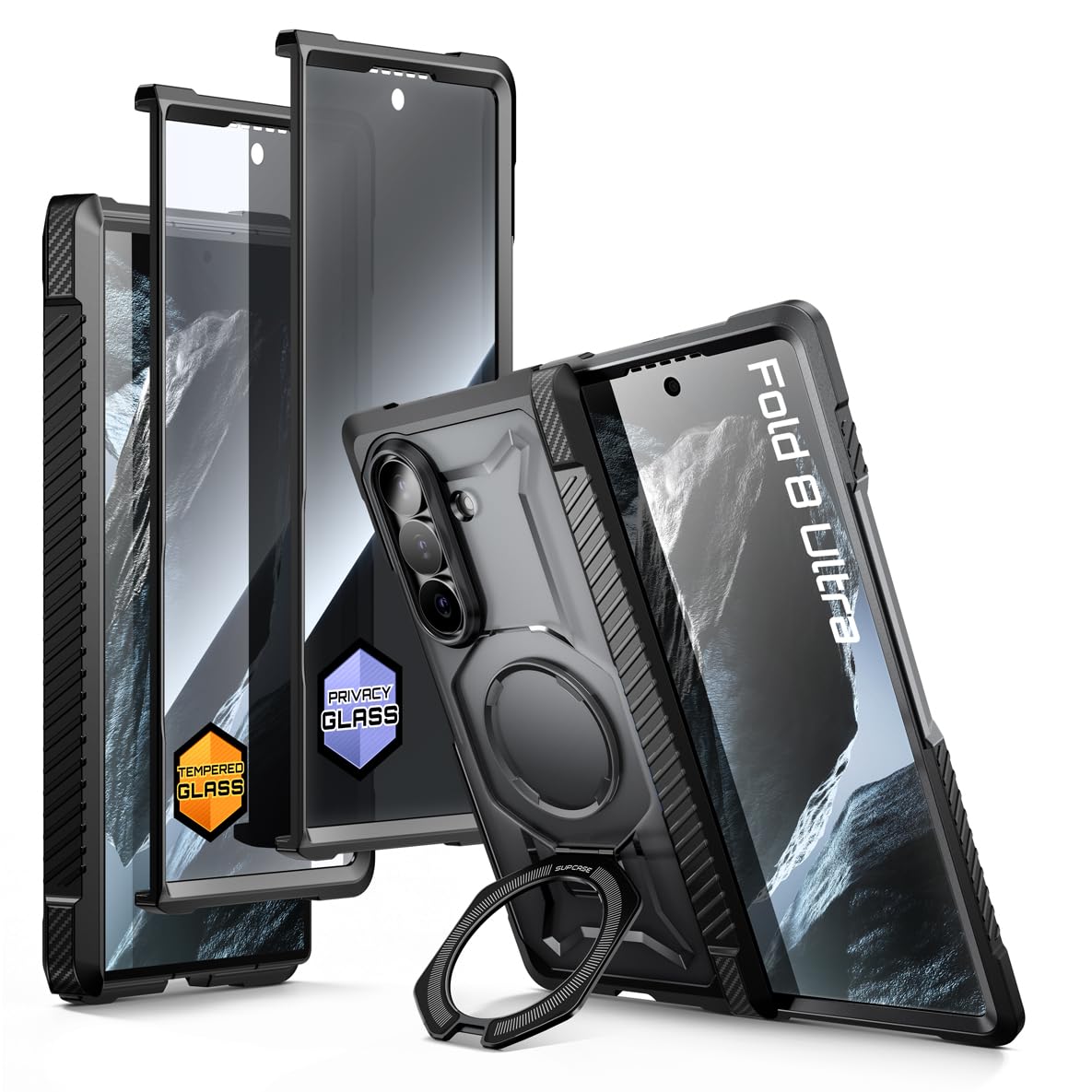 SUPCASE for Samsung Galaxy Z Fold 8 Ultra Case with Screen Protectors HD & Privacy (UB Grip), [Compatible with MagSafe] [Built-in Fixed Stand] [Hinge