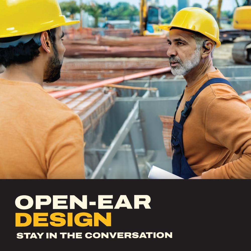 DEWALT Heavy Duty Open Ear Headphones, Bluetooth 5.3 Wireless Earbuds IP55, 44Hrs Runtime, Jobsite Premium Sound True Wireless Air Conduction Open…