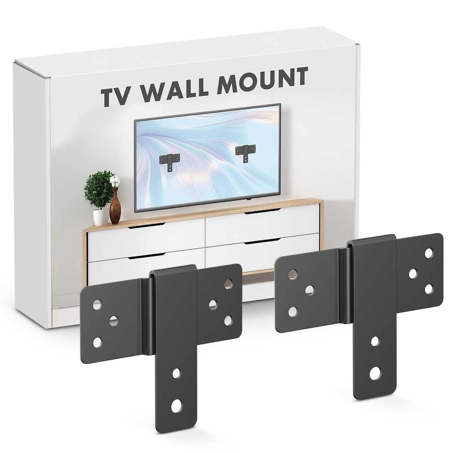 Wall Mount TV Bracket,No Stud TV Wall Mount,No Drill TVBrackets for Wall,Easy Install Fits 19-100 inch TVs,Include Hardware,Suitable for Most LED LCD
