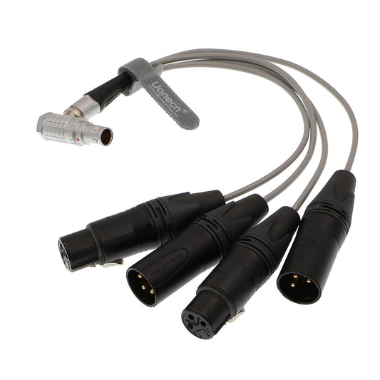 Uonecn 10 Pin Male Plug to 4 XLR 3 Pin Breakout Audio Input Output Cable for Atomos Shogun Monitor Recorder Audio Splitter 30cm