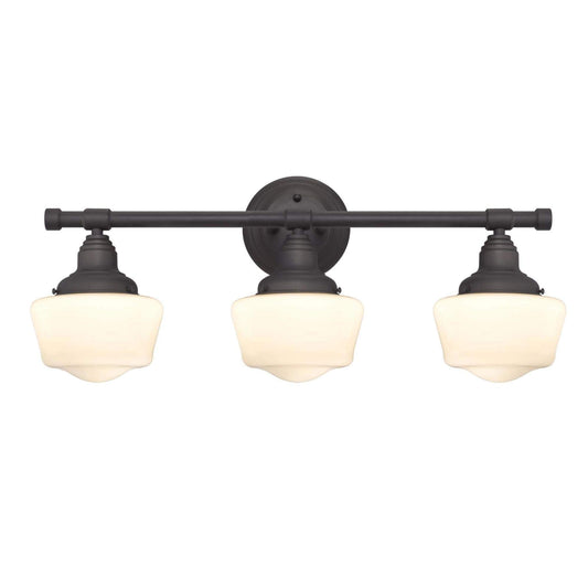 Westinghouse 6342100 Scholar Three-Light Indoor Wall Fixture, Oil Rubbed Bronze Finish with White Opal Glass , Oil-rubbed Bronze