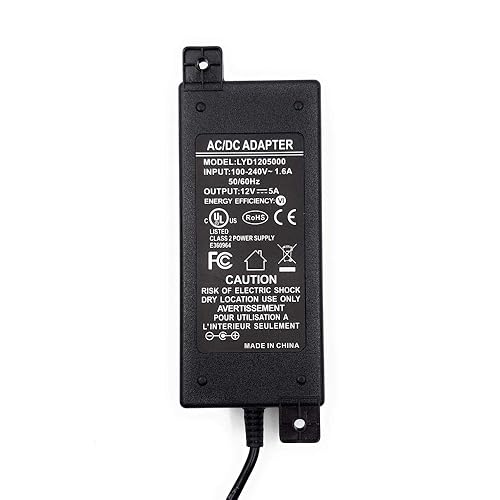[UL Listed] PoE Texas 12V 5A 60W AC DC Power Supply Adapter, Input 100V~220V, Output 12 Volt 5 Amp 60 Watt (PS-12v60w)