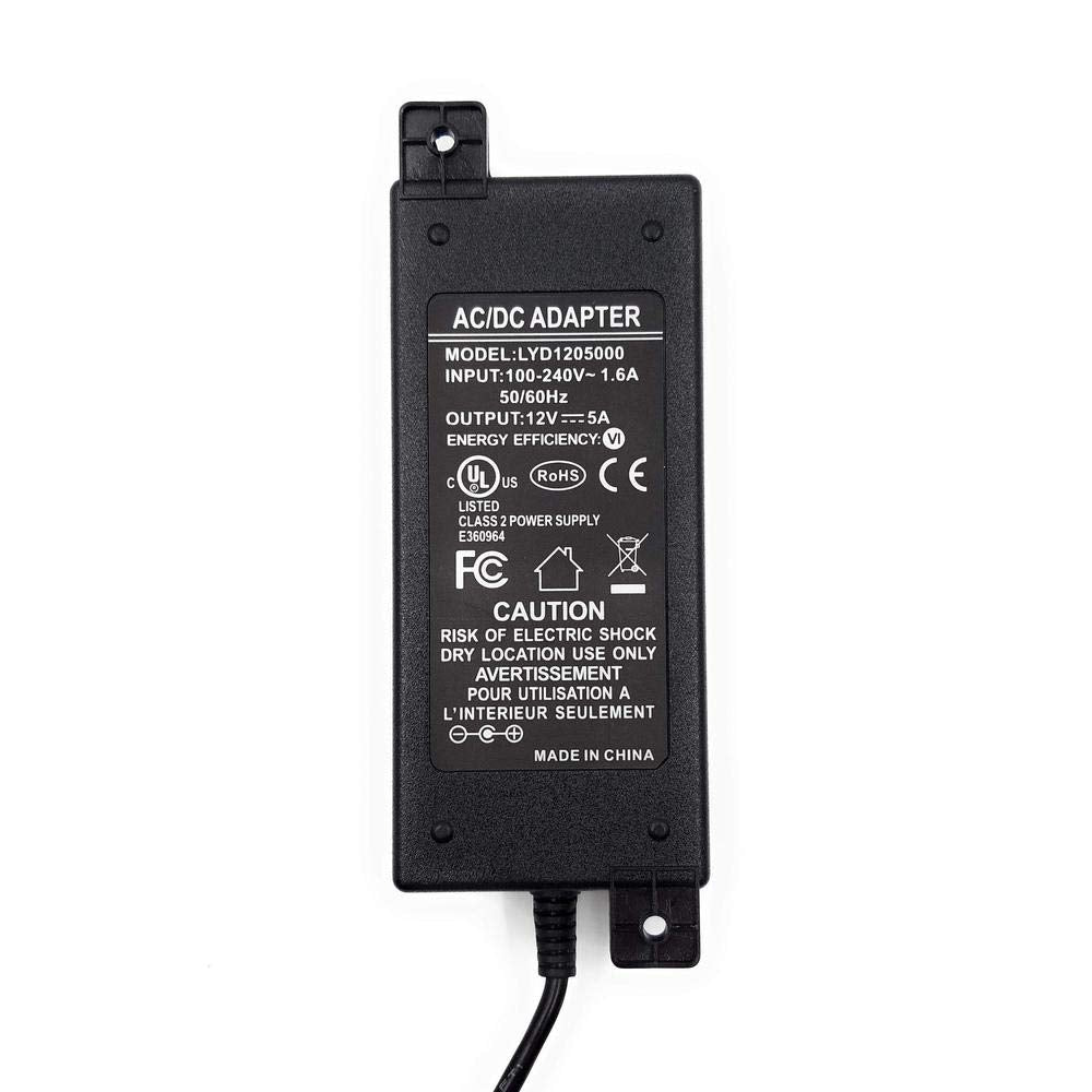 [UL Listed] PoE Texas 12V 5A 60W AC DC Power Supply Adapter, Input 100V~220V, Output 12 Volt 5 Amp 60 Watt (PS-12v60w)
