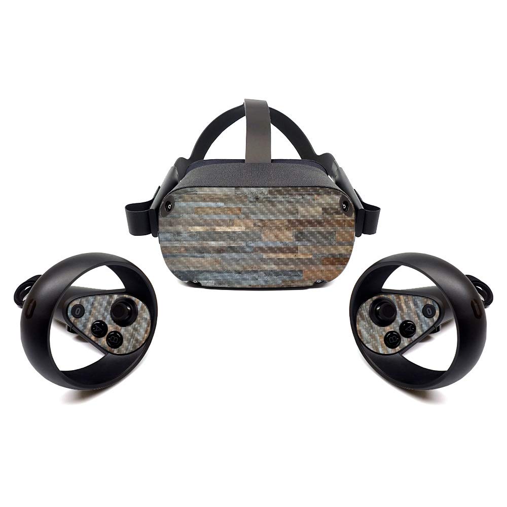 MightySkins Carbon Fiber Skin for Oculus Quest - Gray Wood | Protective, Durable Textured Carbon Fiber Finish | Easy to Apply, Remove, and Change