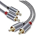 Goalfish RCA Cable, 10FT RCA Male to Male Audio Stereo Subwoofer Cable [2Pack, Hi-Fi Sound] Nylon-Braided Auxiliary Audio Cord for Home Theater, HDTV