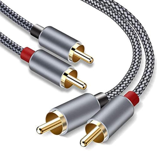 Goalfish RCA Cable, 10FT RCA Male to Male Audio Stereo Subwoofer Cable [2Pack, Hi-Fi Sound] Nylon-Braided Auxiliary Audio Cord for Home Theater, HDTV