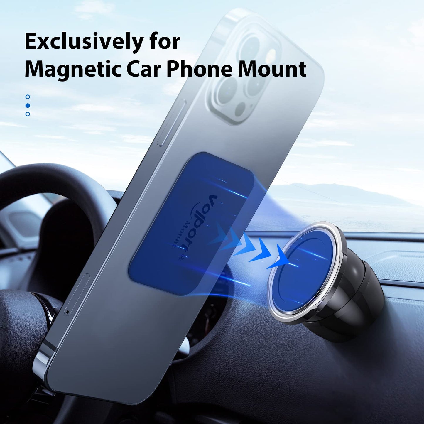 volport Rectangle Metal Plate for Phone Magnet, Magicplate Replacement Disc with Adhesive Backing Sticker for Magnetic Car Mount Holder Cradle Stand