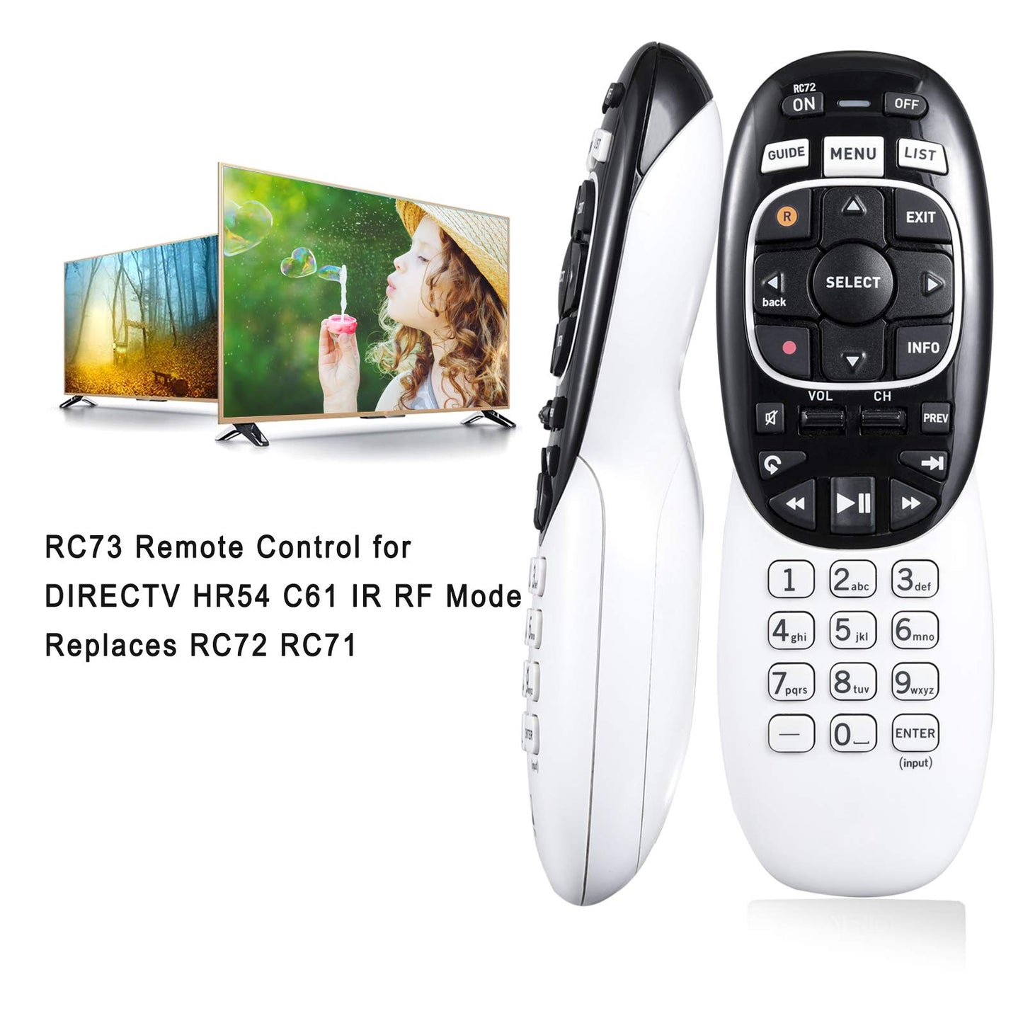 Remote Control RC73 Replacement Remote Control Compatible with DIRECTV HR54 C61 IR RF Mode Replaces RC72 RC71 (Like New)