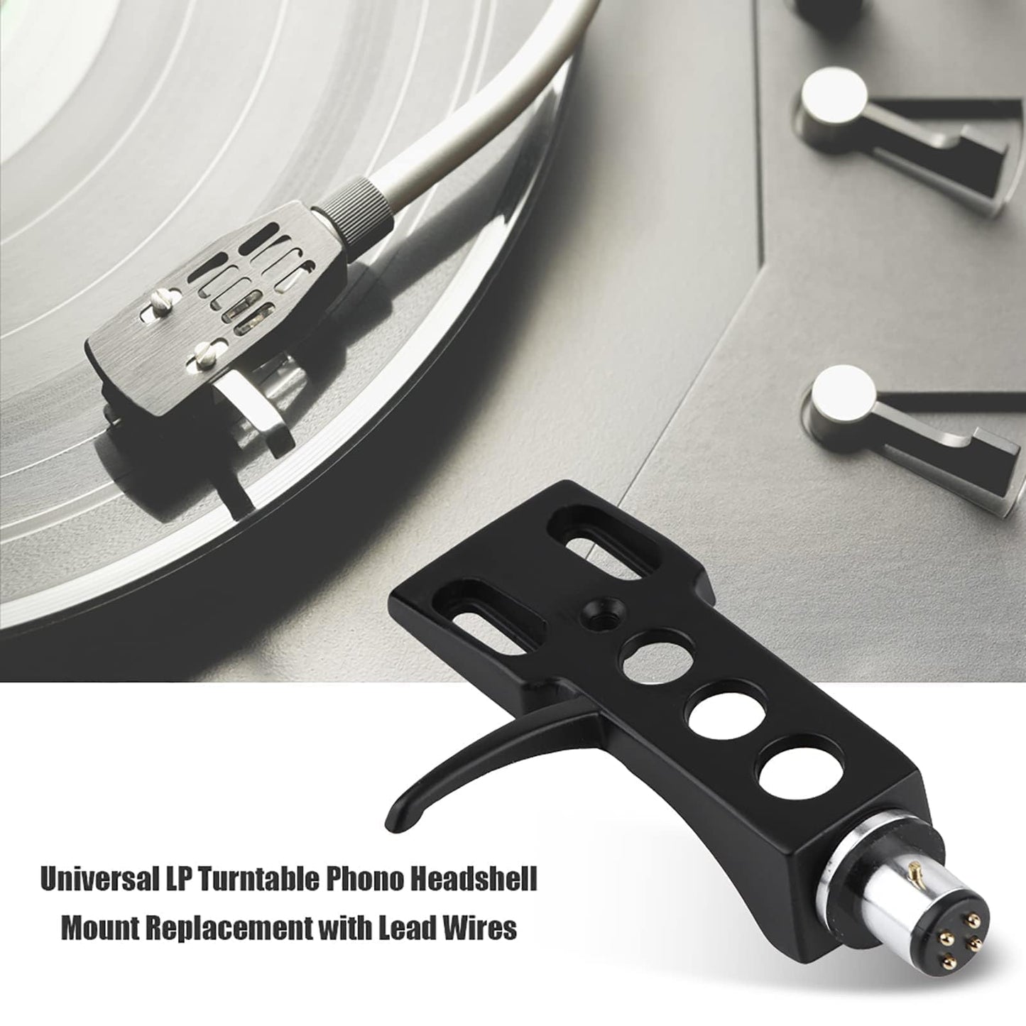 Phono Headshell with Wires, Universal Turntable Phono Headshell Mount Replacement with Wires