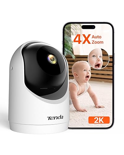 Tenda 2K Indoor Security Camera for Baby Monitor, WiFi 6 Pet/Dog Camera for Home Security, 360° Pan/Tilt, 2-Way Audio, Motion Detection, Night Vision