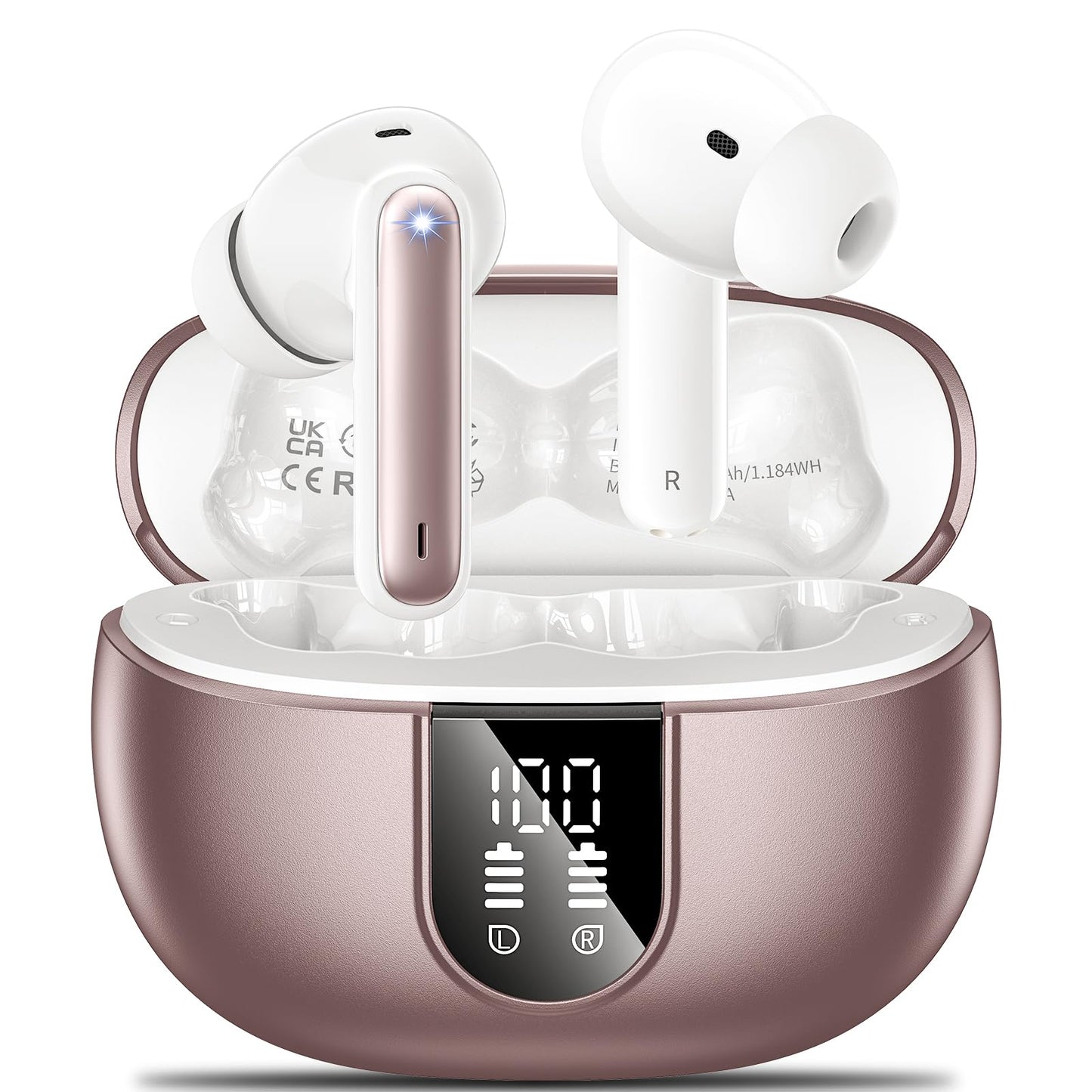 Wireless Earbuds, 2024 Wireless Headphones HiFi Stereo Earphones with 4 ENC Noise Canceling Mic, 42Hs Playtime In Ear Earbud, Bluetooth 5.3 Sport
