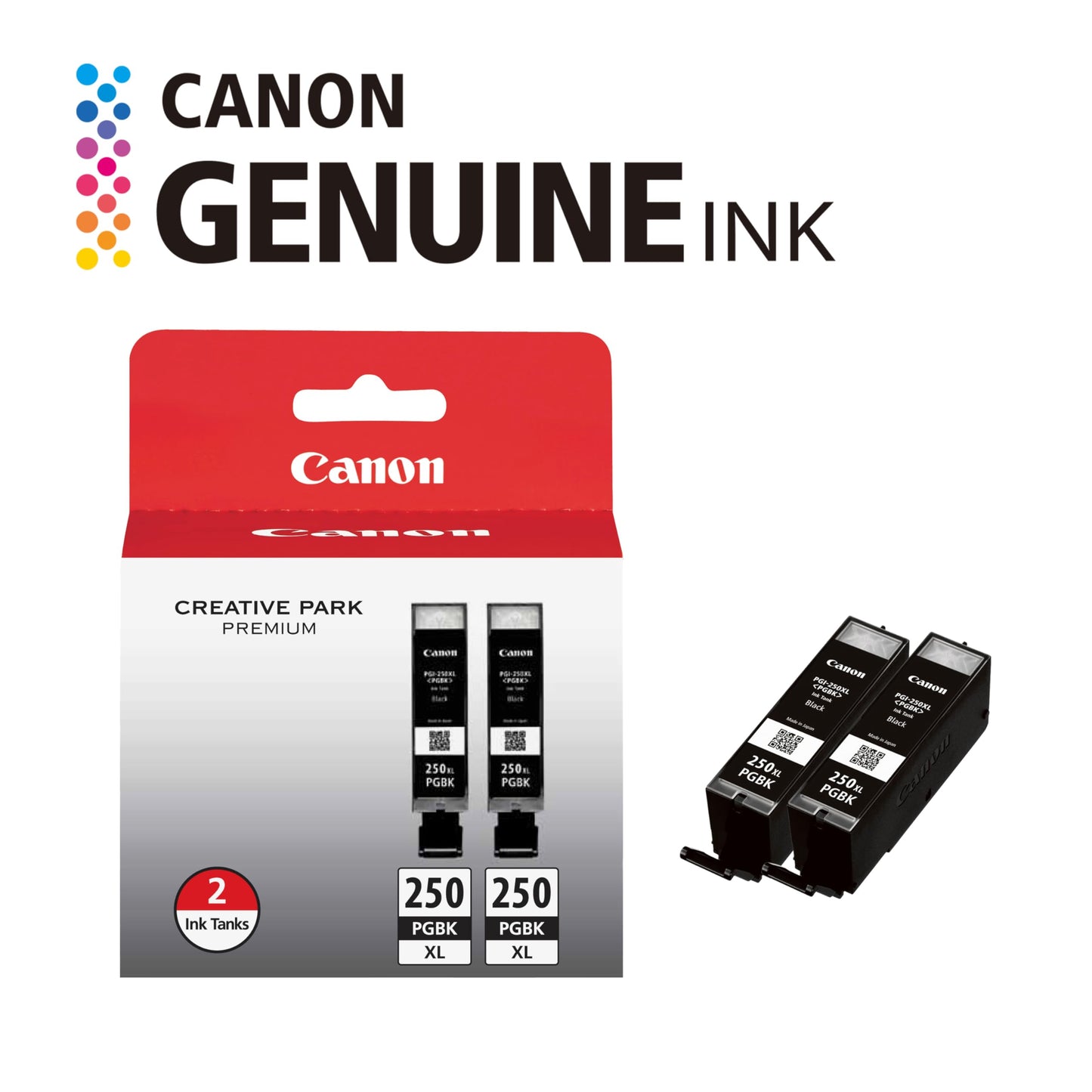 Canon PGI-250XL Genuine Black Twin Pack, Compatible with MG6320, iP7220 & MG5420, MX922, MG7120, MG6420, MG5520, MG7520, MG6620, and MG5620 (Optional)