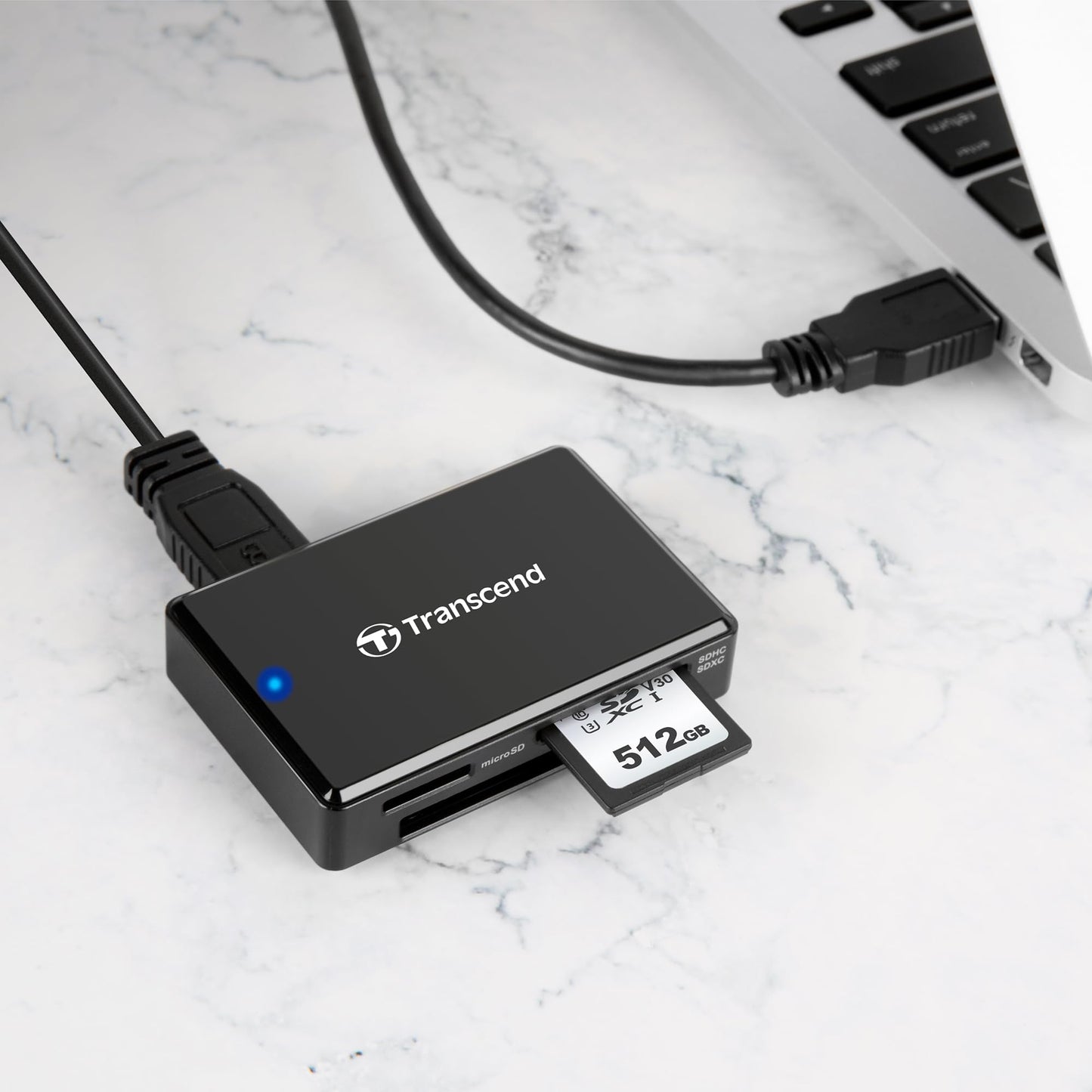 Transcend All-in-1 Multi Card Reader, Black, SDHC / SDXC / microSDHC / SDXC / CF UDMA, Black - TS-RDF8K2