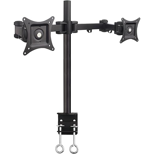 SIIG Articulating Dual Monitor Desk Mount - Mounting kit (Desk clamp Mount, mounting Pole, 2 mounting arms) for LCD Display - Black - Screen Size: 13"