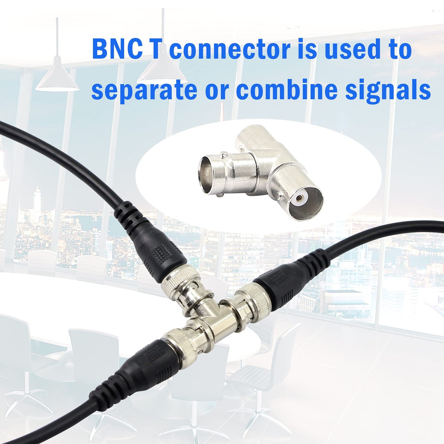 PNGKNYOCN 3 Way BNC Splitter?T Type Female to Female Jack Coaxial Connector Splitter for Coaxial Cable, CCTV, Antenna(5-Pack)