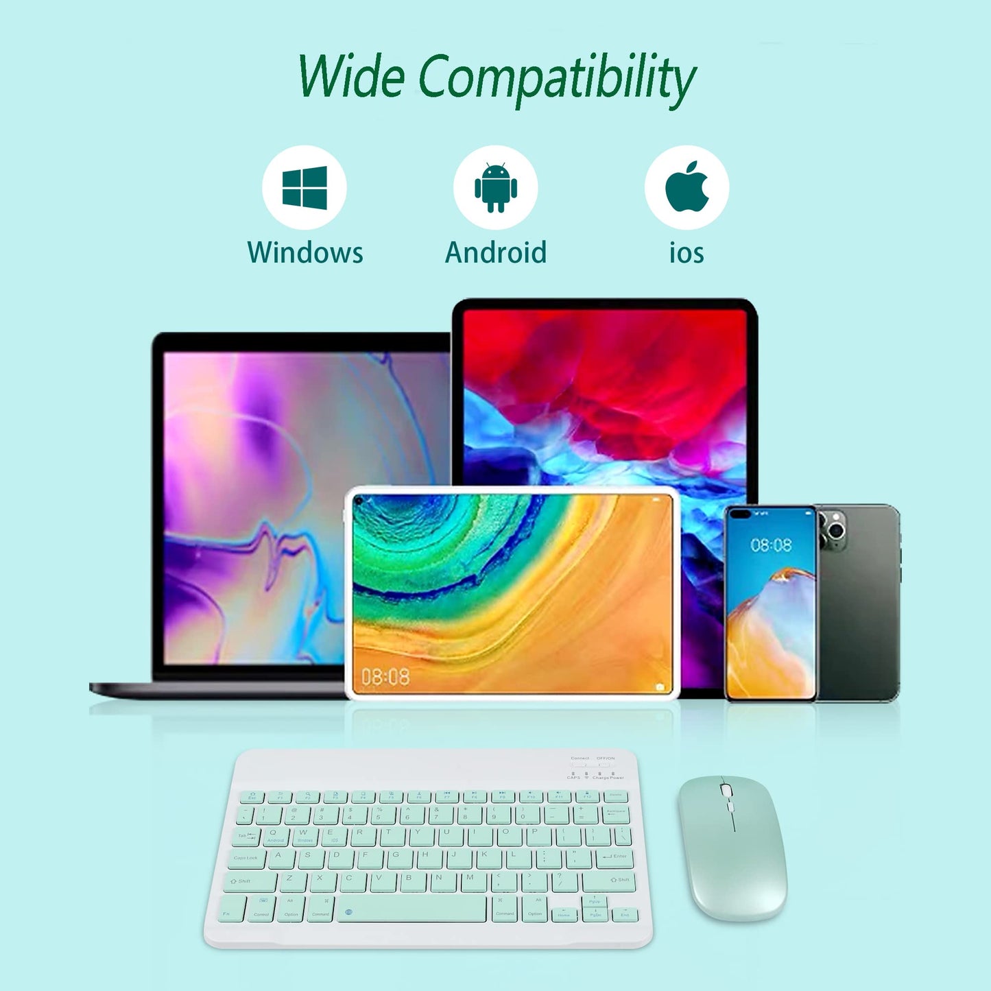 DIGIBLUSKY Wireless Keyboard and Mouse, Bluetooth Rechargeable with Charging Cable, Ultra Thin for iPad Smartphone Computer, Compatible