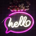 Hello Neon Signs, Sundecor USB Charging/Battery LED Neon Decorative Lights Neon Sign Decor Light Art Wall Decor Neon Light for Kids Room,Bar