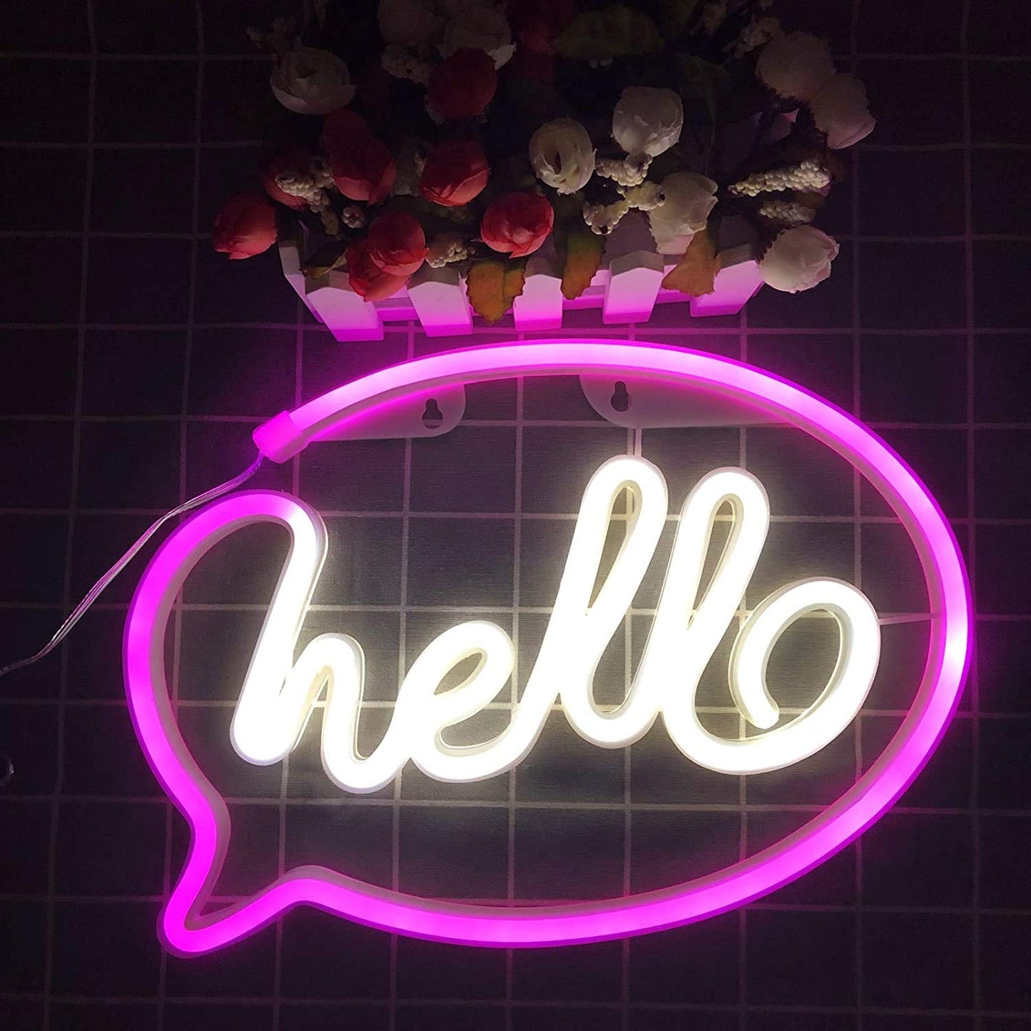 Hello Neon Signs, Sundecor USB Charging/Battery LED Neon Decorative Lights Neon Sign Decor Light Art Wall Decor Neon Light for Kids Room,Bar