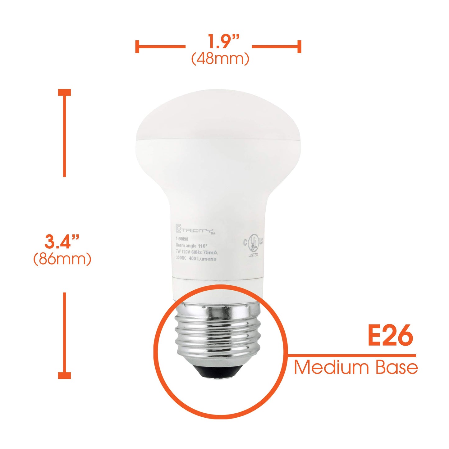 Xtricity R16 LED Light Bulb, 7 Watt (50W Equivalent), (2 Pack)