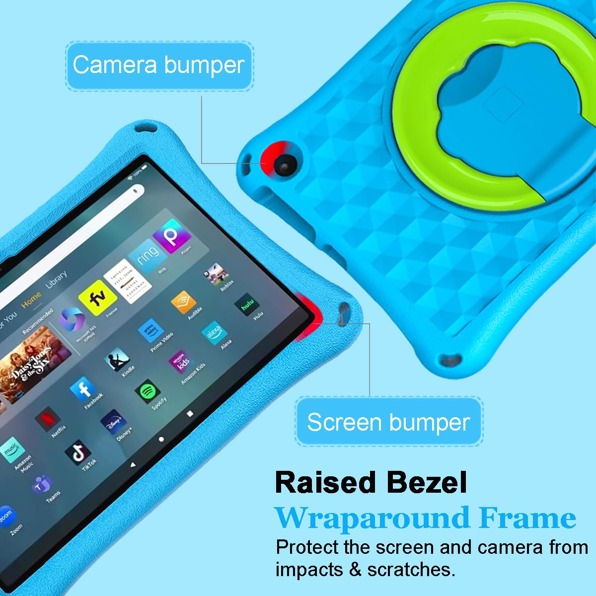 Fire HD 10 Tablet Case for Kids (13th/11th Generation, 2023/2021 Release), Rotating 360 Kickstand Lightweight Shockproof Handle Kids Case Un Fit
