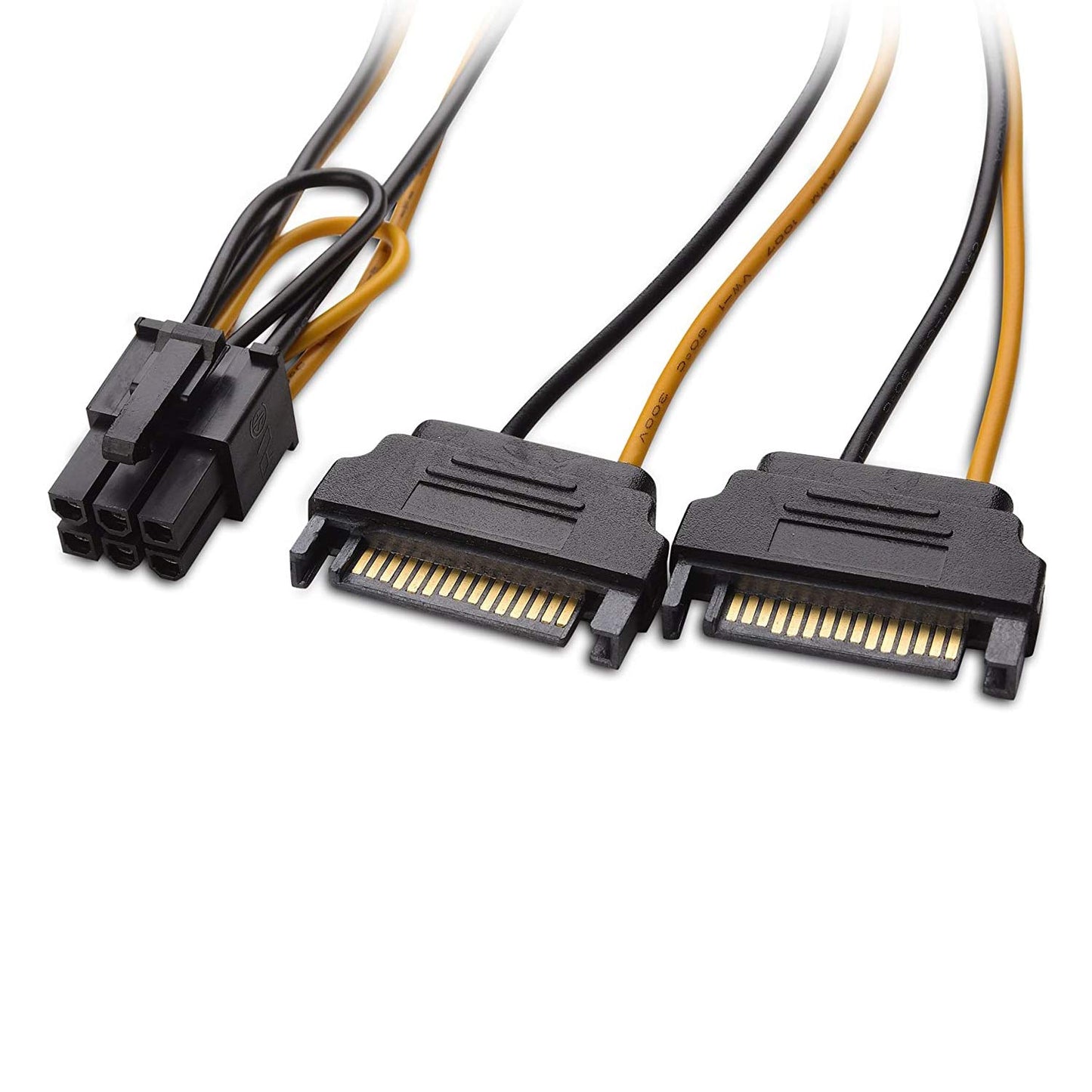 Atneway 6 Pin PCIe to Dual SATA 15 Pin Male Power Cable, 2X 15-Pin SATA Male to 6 Pin PCI-Express Female Video Card Power Adapter Cable (20CM/8inch)