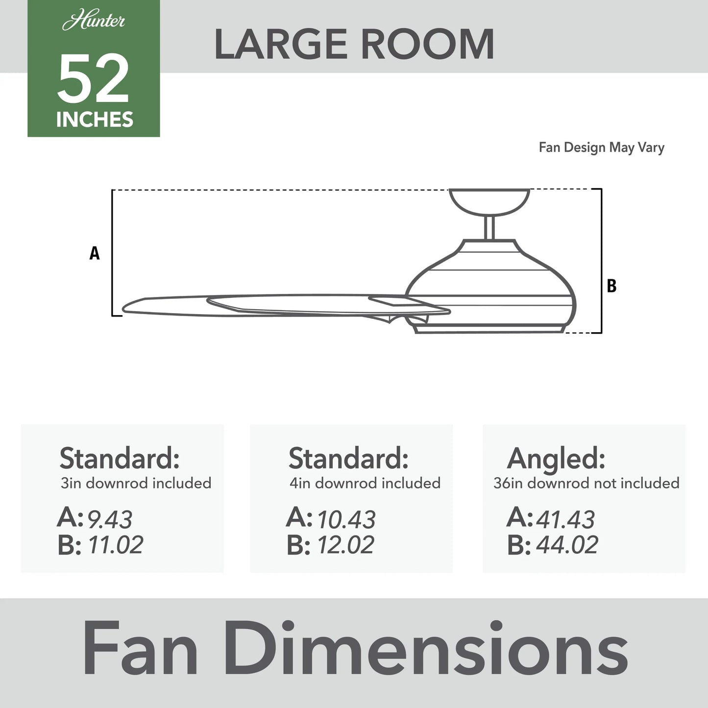 Hunter Fan 52 inch Ceiling Fan with No Light, Outdoor or Indoor Matte Black Ceiling Fan for Porch, Living Room, Office, Kitchen, Garage, 5 Blades