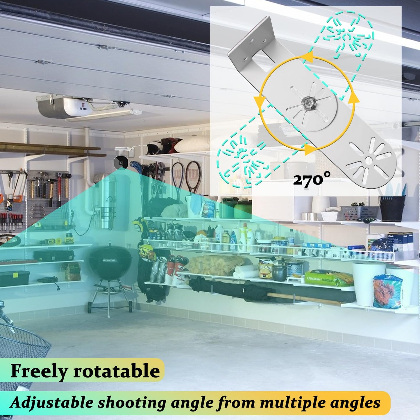 HIGCPTP 2PC Metal Wall Mount for myQ Smart Garage Security Camera, with Two mounting Options, Flexible Positing Your Camera for Better View Angle