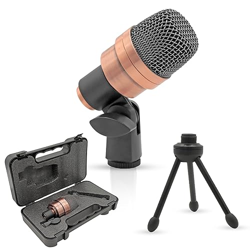 5 CORE Snare Microphone Copper Finish XLR Wired Cardioid Uni Directional Tom Kick Drum Mic w Swivel Mount Steel Mesh Grille Rim Mount Snare XP COPPERX