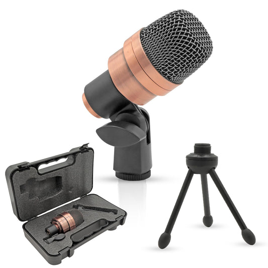 5 CORE Snare Microphone Copper Finish XLR Wired Cardioid Uni Directional Tom Kick Drum Mic w Swivel Mount Steel Mesh Grille Rim Mount Snare XP COPPERX