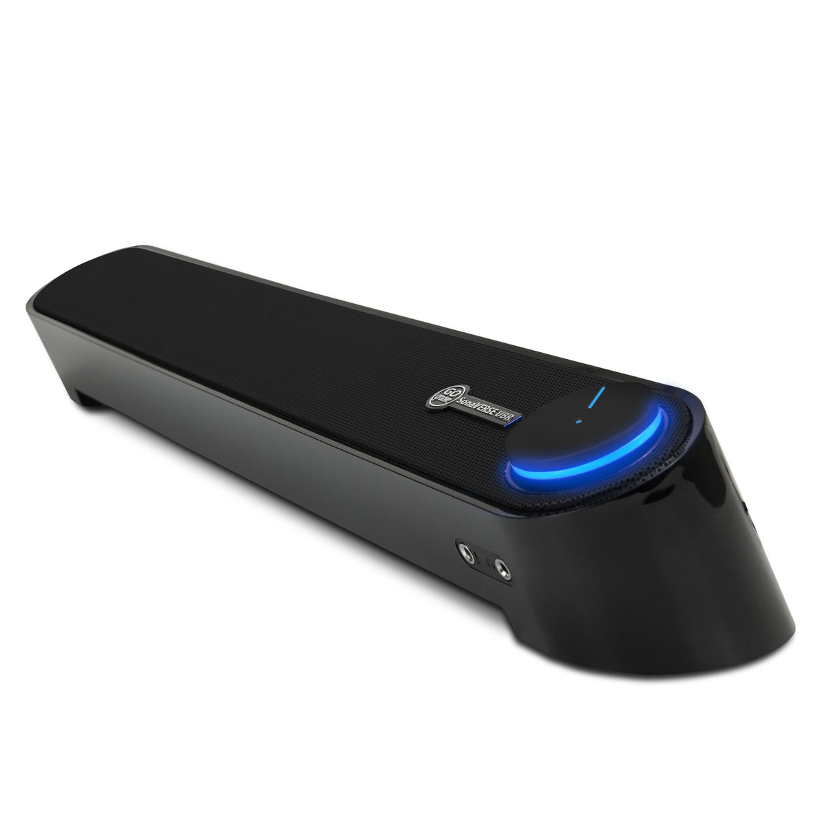 GOgroove Computer Speaker Mini Soundbar - USB Powered PC Sound Bar with Easy Setup Wired AUX, Stereo Audio, Microphone Port, Volume Control Knob