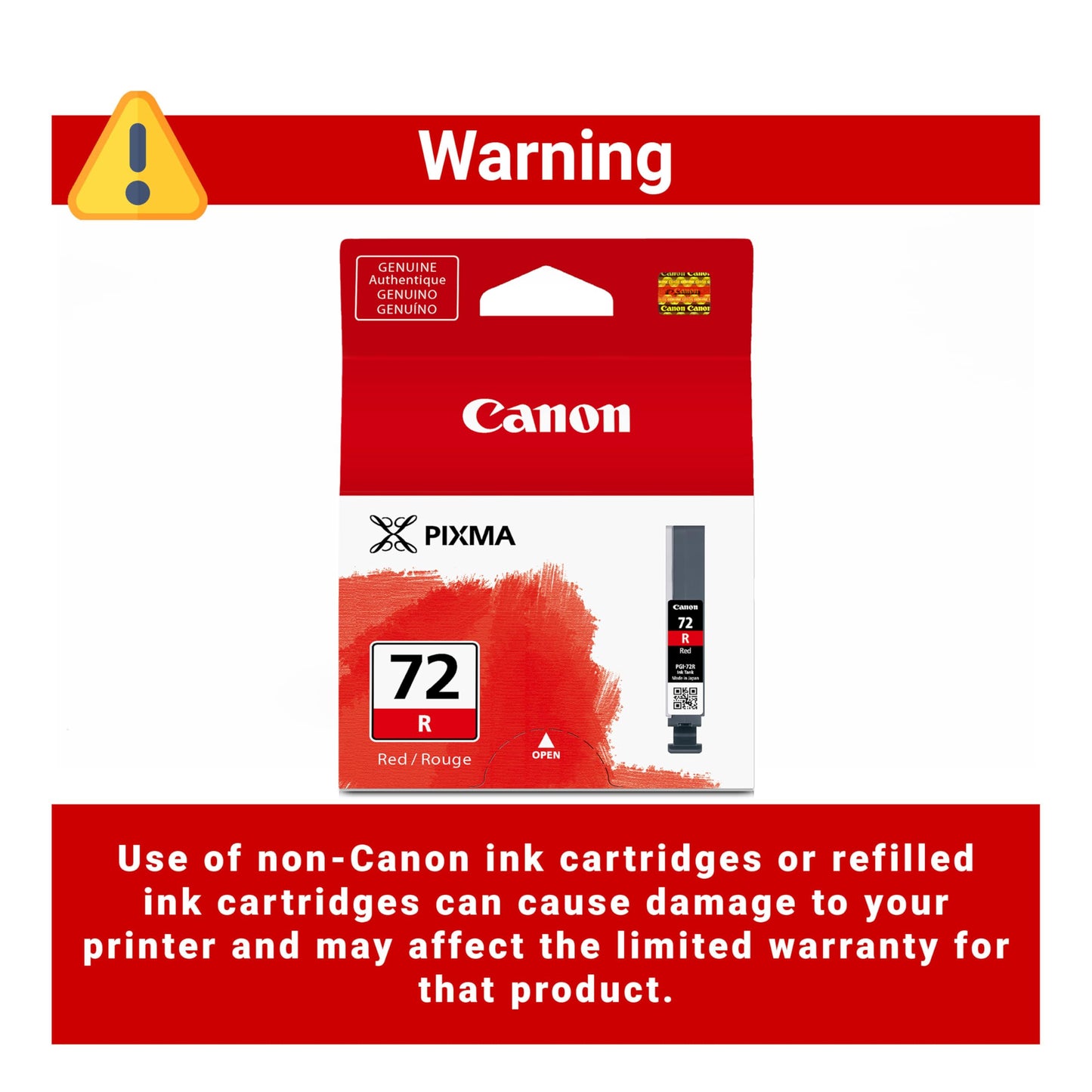 Canon PGI-72 Genuine Red Ink Tank, Compatible with PIXMA PRO-10 Printers