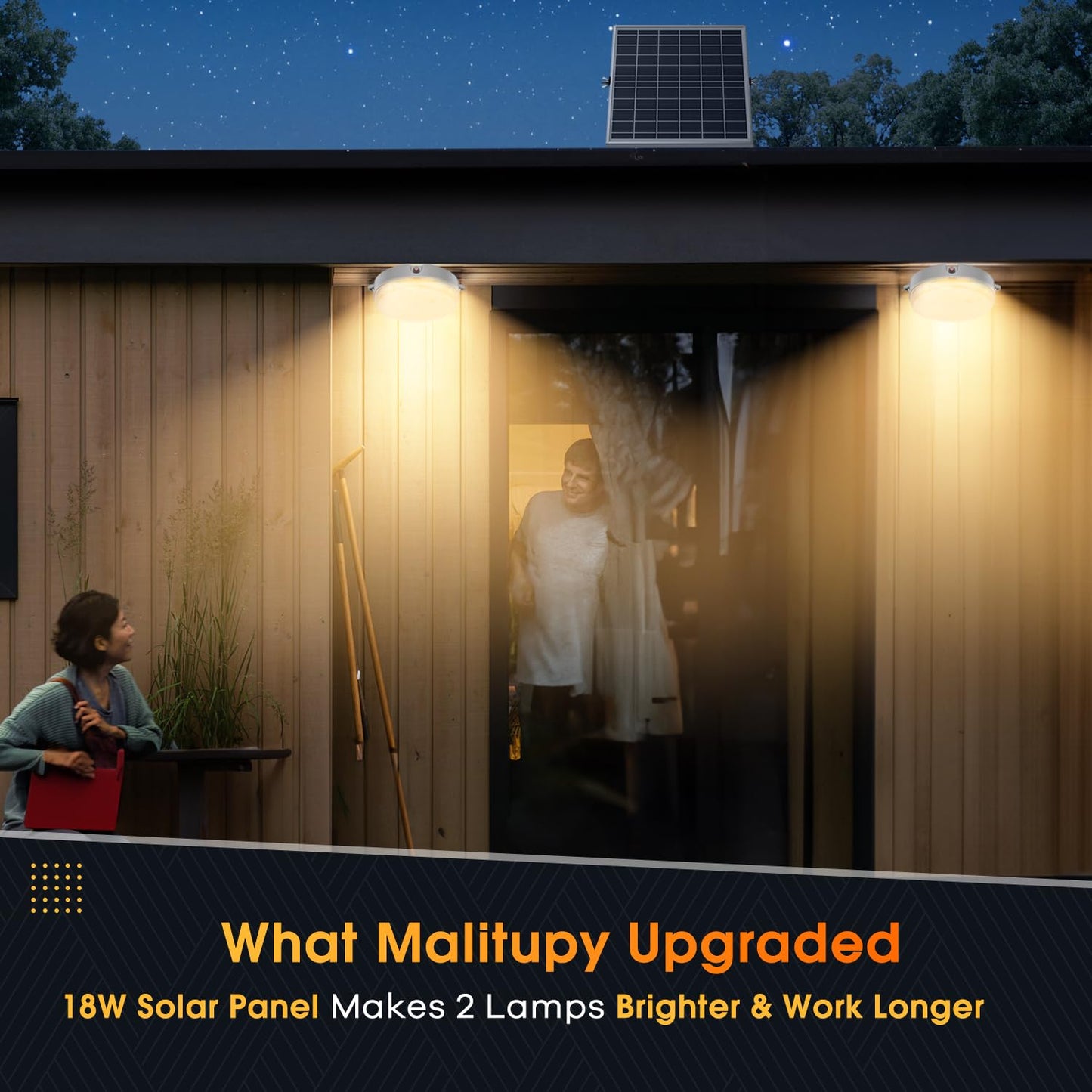 Malitupy Solar Shed Lights Indoor Outdoor 2 Pack, Brighter & Tricolor & Daytime Ceiling Light with ON/Off Switch & Remote, Dimmable Waterproof Solar