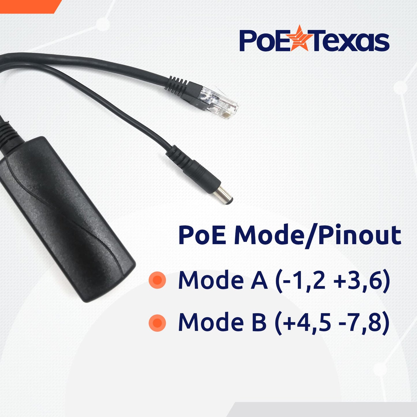 PoE Texas IEEE 802.3af 12v Splitter - Power Over Ethernet Single PoE Splitter 12v 12w Gigabit Data - Active Opto-Isolated Protection for 12 Volt DC