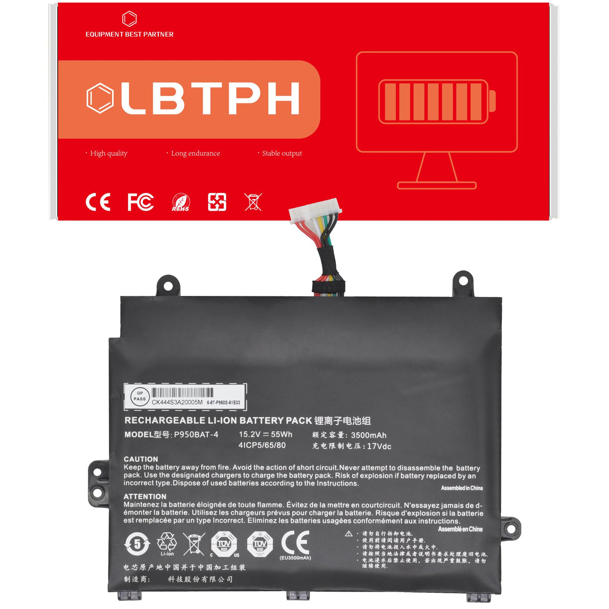 P950BAT-4 Laptop Battery Replacement for Clevo P950HP6 Sager NP8950 Series
