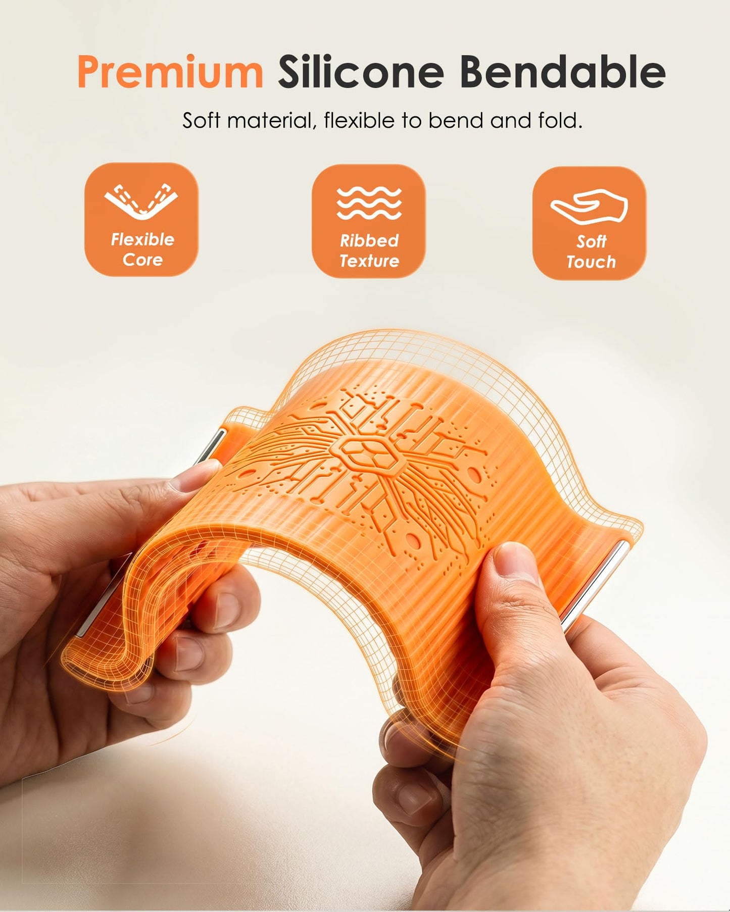 Starsurp Portable Foldable Silicone Aluminum Phone Holder, 2026 New Flexible Silicone Phone Holder, Folded into Any Shape, Universal Adjustable
