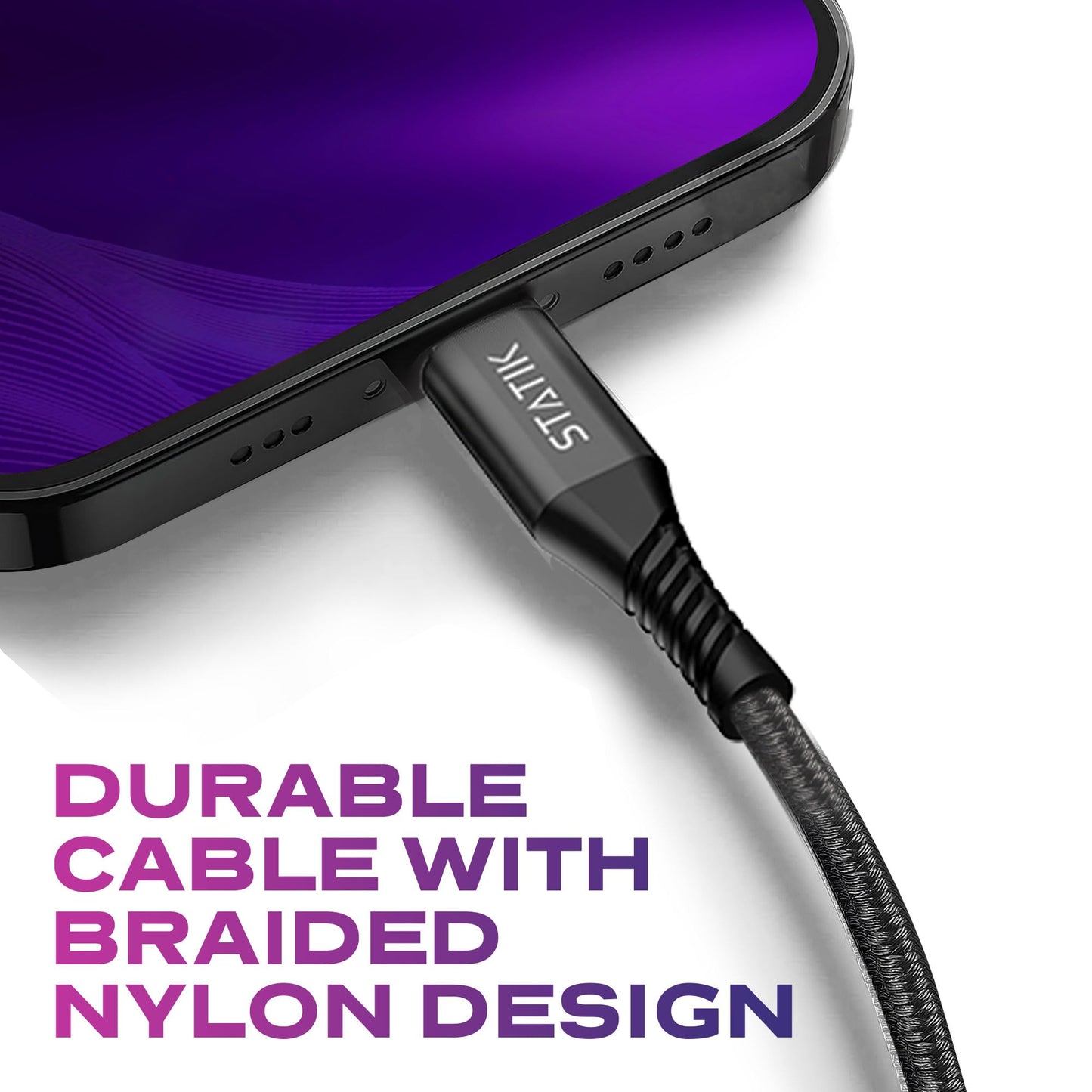 Statik Durabraid 27W Apple iPhone Charger USB C for Rapid Data Transfer, Apple USB C Cable w Durable Nylon Braided, Apple Fast Charger iPhone…