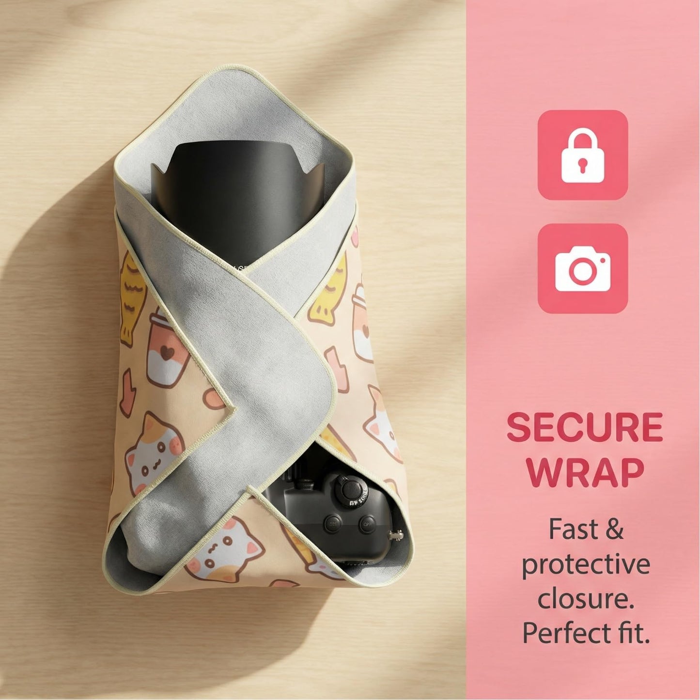 Cesqouc Self-Adhesive Magic Cloth Lens Protector Pocket Lazy Makeup Bag Stylish Travel Organizer Protective DSLR Camera Phones Tablets Accessories