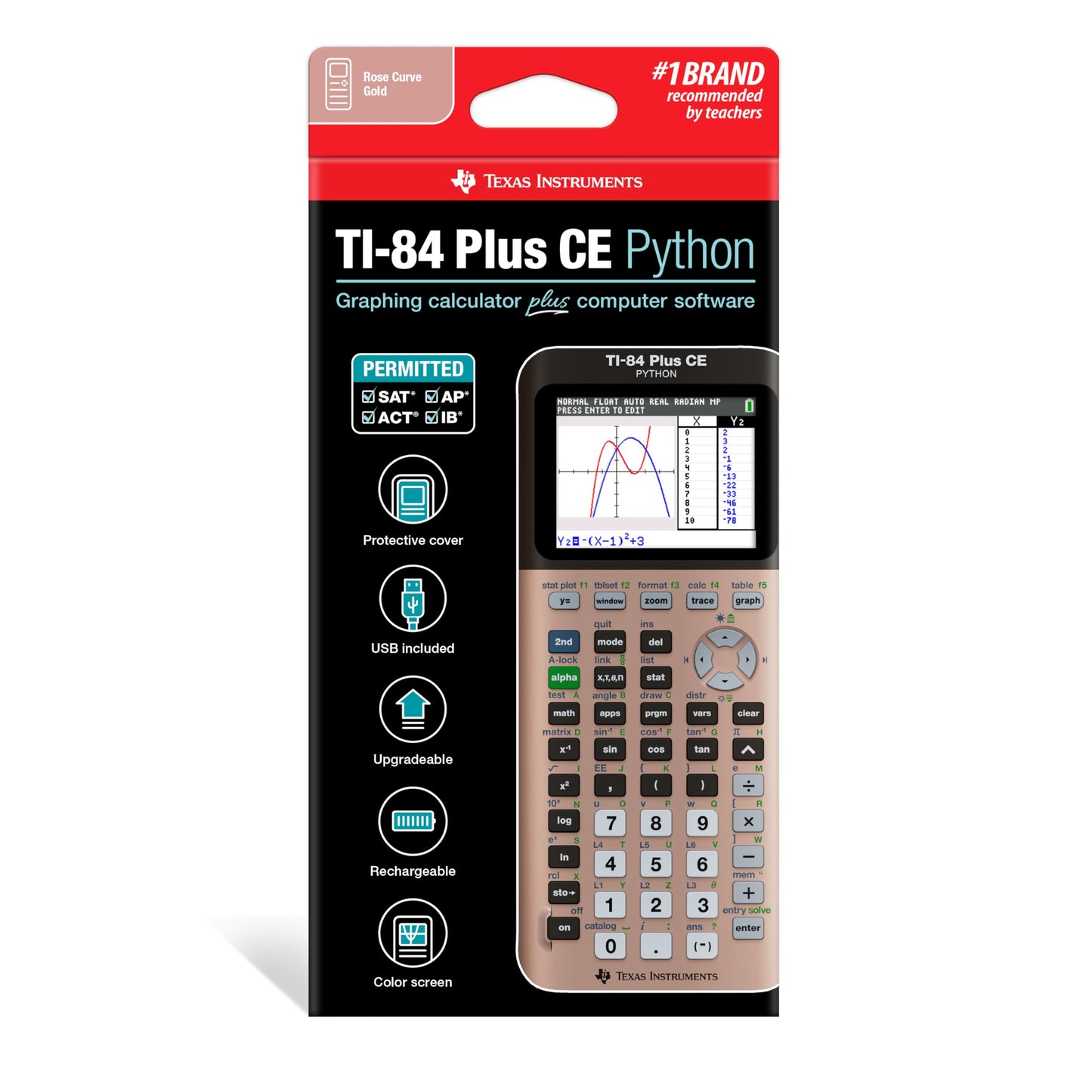 Texas Instruments TI-84 Plus CE Color Graphing Calculator, Rose Gold (Metallic)