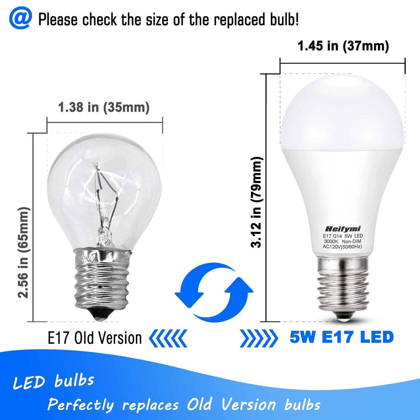 E17 Intermediate Base LED Bulbs 3000K Warm White 5 Watt(40W Equivalant)