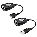 GELRHONR 2Pack USB 2.0 to RJ45 Ethernet Extender Adapter Cable,Over Cat5/Cat5e /Cat6 Cable for Printer Mouse Keyboard-Black