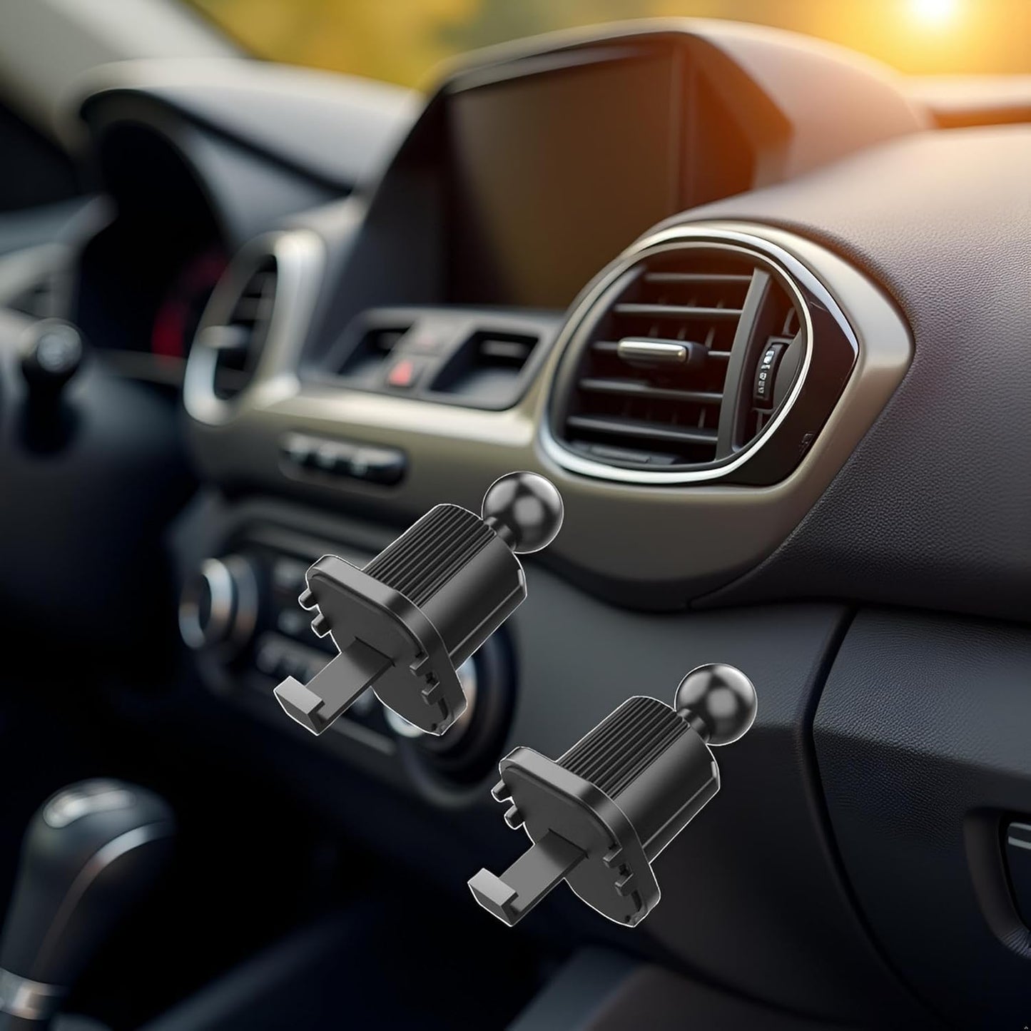 ydzqdxzz 2Pcs Black Universal Air Vent Clip for Car Phone Mount Cellphone Holder Vent Grip W Joint Ball Dia- for Most Car Bracket Universal Air Vent