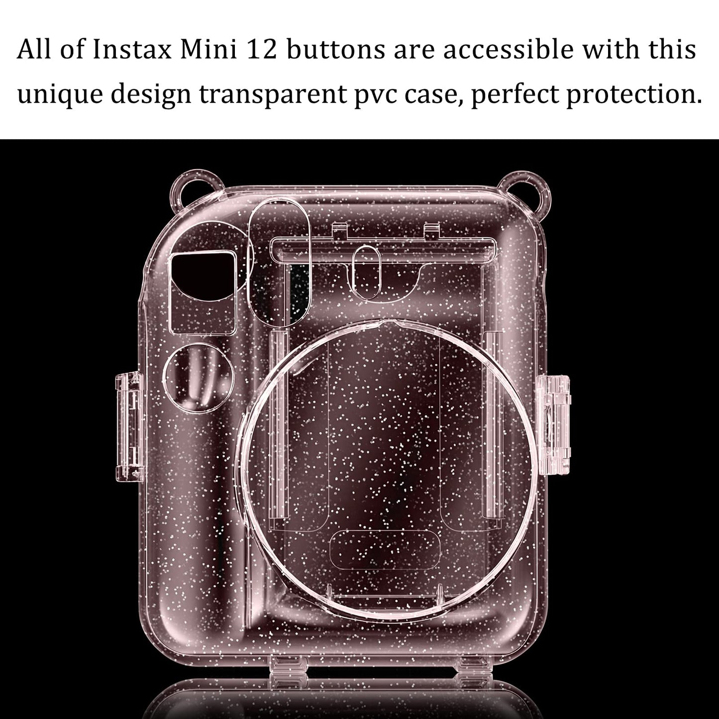 Fintie Protective Clear Case for Fujifilm Instax Mini 12 Instant Camera - Crystal Hard Shell Cover with Upgraded Film Pocket for Storing Photos