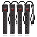 Maxxima 4-Pack 6 Outlet Power Strip Surge Protector - 300 Joules, Features Red On/Off Switch, Powers Multiple Electronics and Devices Simultaneously