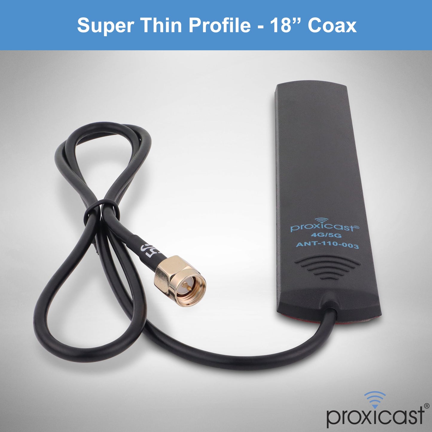 Proxicast 4G / 5G 3.5 dBi Omni-Directional Adhesive Mount Low Profile Flat Stick-On Antenna with 18 in Coax & SMA Male - Compatible with Cradlepoint