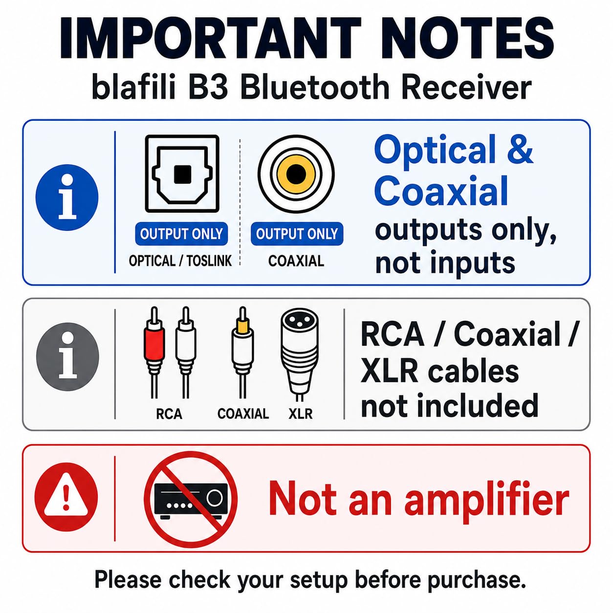 blafili B3 Professional XLR Bluetooth v5.1 Music Receiver, LDAC & aptX HD Streamer, Built-in ESS DAC, Analog RCA, Digital Optical and COAXIAL Outputs