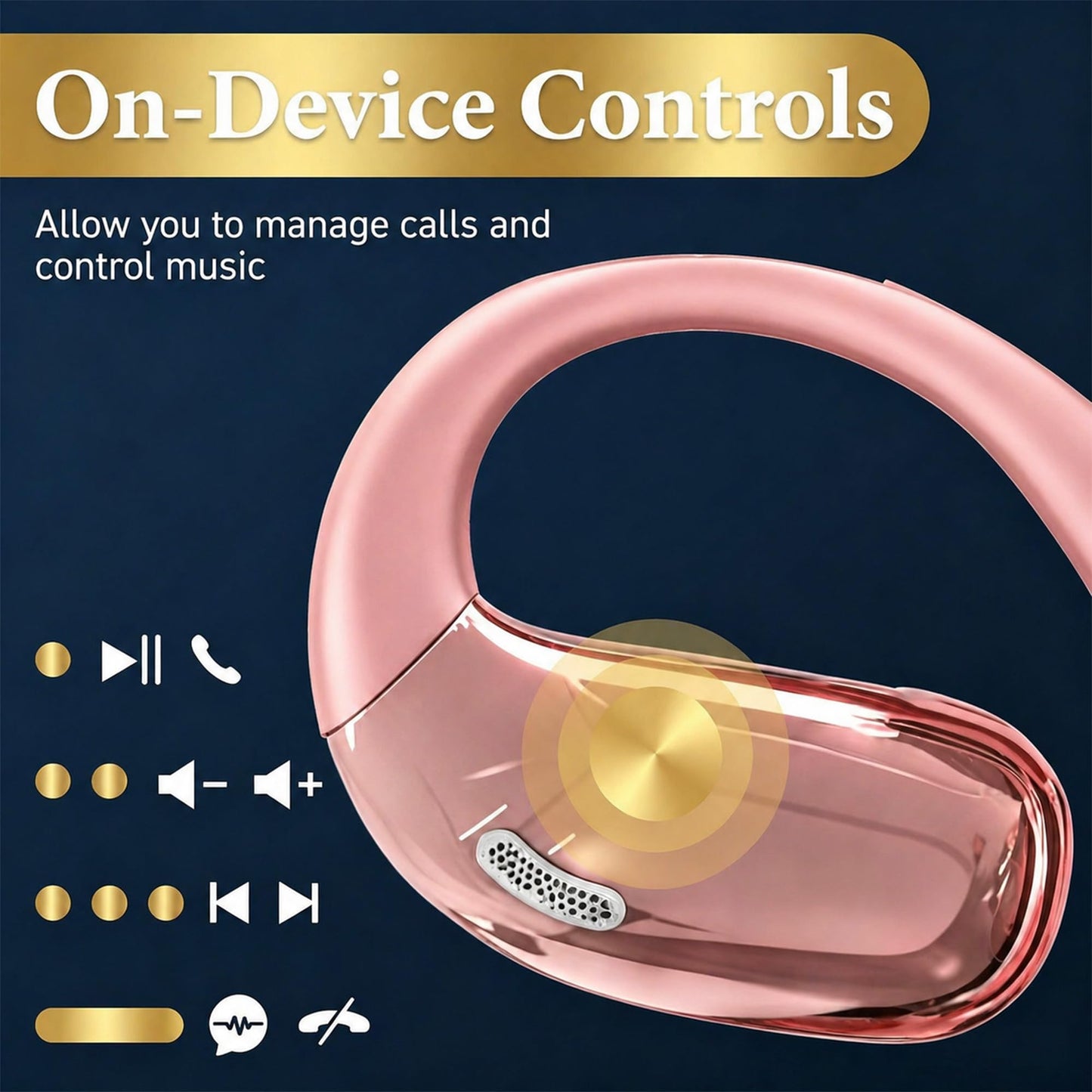 Open Ear Headphones, Wireless Headphones with Smart Digital Display & Mic