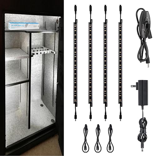 TORCHSTAR LED Safe Lighting Kit, (4) 12 Inch Linkable Light Bars + Rocker Switch + UL Power Adapter, 600LM, Input 100-240V, for Under Cabinet Gun Safe